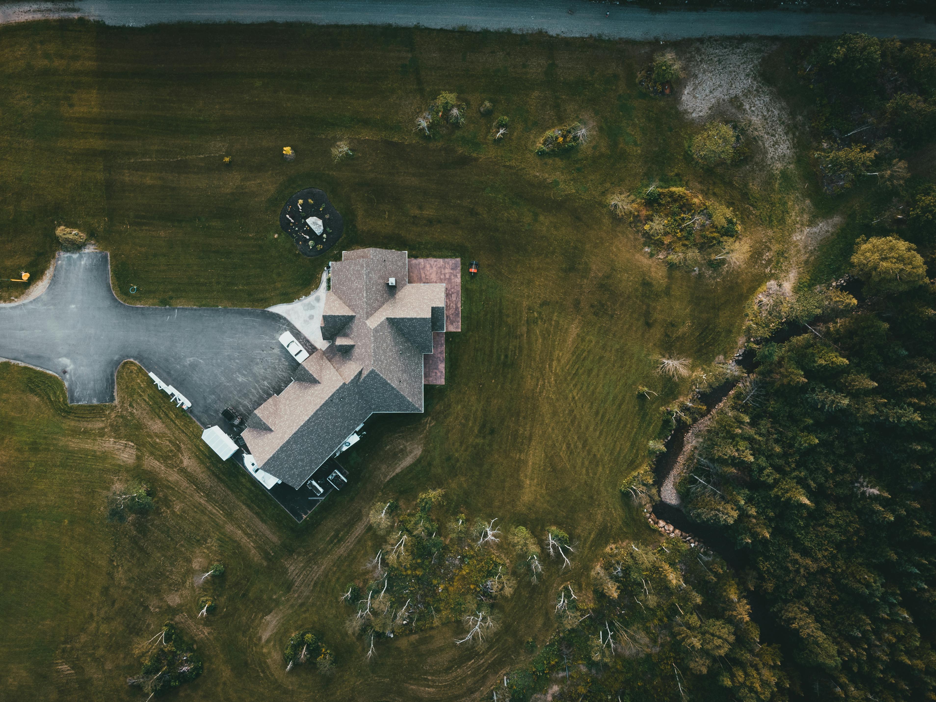 Aerial view of rural community